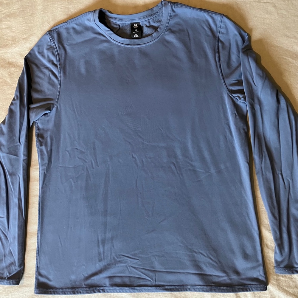 90 Degree by Reflex Men’s Fleece Lined long Sleeve Tee MD Light Blue